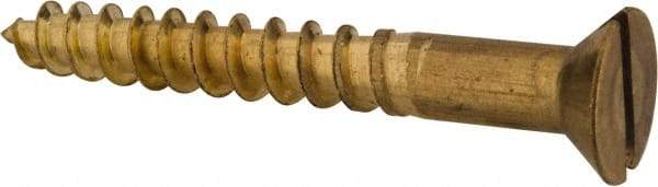 Value Collection - #14, 2" OAL, Slotted Drive, Flat Head Wood Screw - ASME B18.6.1, Brass - Benchmark Tooling