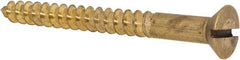 Value Collection - #14, 2-1/2" OAL, Slotted Drive, Flat Head Wood Screw - ASME B18.6.1, Brass - Benchmark Tooling