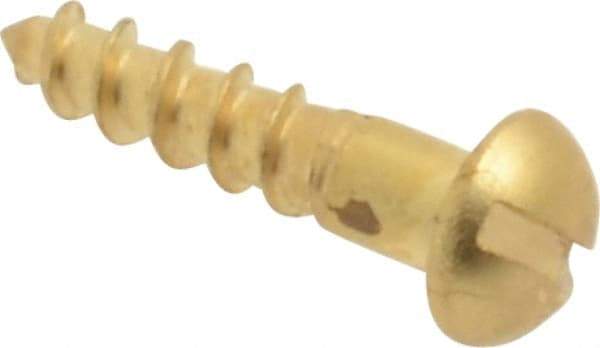 Value Collection - #2, 3/8" Length Under Head, Slotted Drive, Round Head Wood Screw - ASME B18.6.1, Brass - Benchmark Tooling