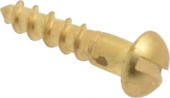 Value Collection - #2, 3/8" Length Under Head, Slotted Drive, Round Head Wood Screw - ASME B18.6.1, Brass - Benchmark Tooling