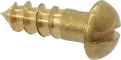 Value Collection - #4, 3/8" Length Under Head, Slotted Drive, Round Head Wood Screw - ASME B18.6.1, Brass - Benchmark Tooling