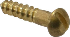 Value Collection - #4, 1/2" Length Under Head, Slotted Drive, Round Head Wood Screw - ASME B18.6.1, Brass - Benchmark Tooling