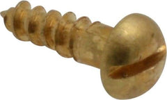 Value Collection - #6, 1/2" Length Under Head, Slotted Drive, Round Head Wood Screw - ASME B18.6.1, Brass - Benchmark Tooling