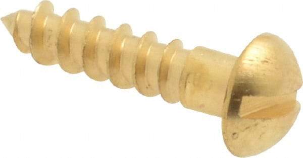 Value Collection - #6, 5/8" Length Under Head, Slotted Drive, Round Head Wood Screw - ASME B18.6.1, Brass - Benchmark Tooling