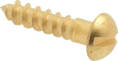 Value Collection - #6, 5/8" Length Under Head, Slotted Drive, Round Head Wood Screw - ASME B18.6.1, Brass - Benchmark Tooling