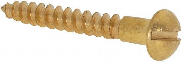 Value Collection - #6, 1" Length Under Head, Slotted Drive, Round Head Wood Screw - ASME B18.6.1, Brass - Benchmark Tooling
