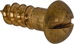 Value Collection - #8, 1/2" Length Under Head, Slotted Drive, Round Head Wood Screw - ASME B18.6.1, Brass - Benchmark Tooling