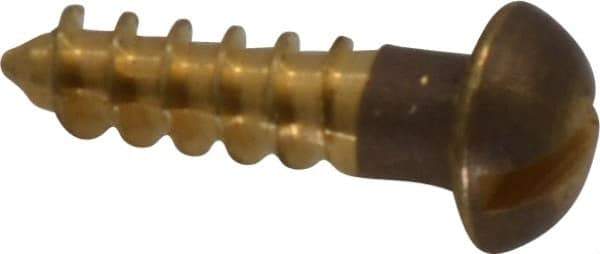 Value Collection - #8, 5/8" Length Under Head, Slotted Drive, Round Head Wood Screw - ASME B18.6.1, Brass - Benchmark Tooling