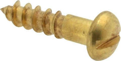Value Collection - #8, 3/4" Length Under Head, Slotted Drive, Round Head Wood Screw - ASME B18.6.1, Brass - Benchmark Tooling