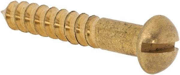Value Collection - #8, 1" Length Under Head, Slotted Drive, Round Head Wood Screw - ASME B18.6.1, Brass - Benchmark Tooling