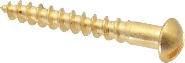 Value Collection - #8, 1-1/4" Length Under Head, Slotted Drive, Round Head Wood Screw - ASME B18.6.1, Brass - Benchmark Tooling