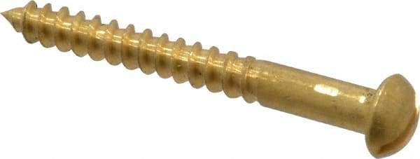 Value Collection - #8, 1-1/2" Length Under Head, Slotted Drive, Round Head Wood Screw - ASME B18.6.1, Brass - Benchmark Tooling