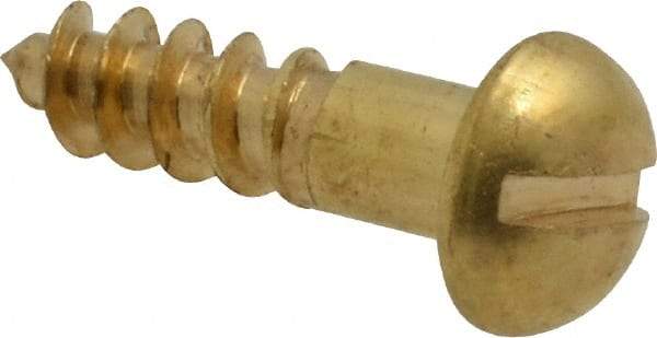 Value Collection - #10, 3/4" Length Under Head, Slotted Drive, Round Head Wood Screw - ASME B18.6.1, Brass - Benchmark Tooling