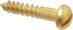 Value Collection - #10, 1" Length Under Head, Slotted Drive, Round Head Wood Screw - ASME B18.6.1, Brass - Benchmark Tooling