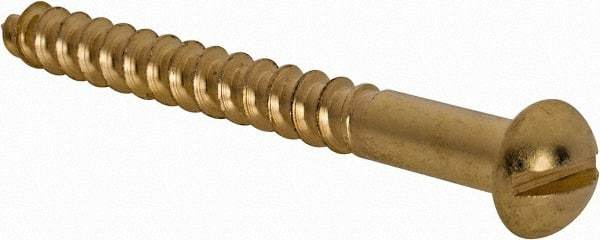 Value Collection - #10, 2" Length Under Head, Slotted Drive, Round Head Wood Screw - ASME B18.6.1, Brass - Benchmark Tooling