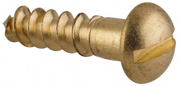 Value Collection - #14, 1" Length Under Head, Slotted Drive, Round Head Wood Screw - ASME B18.6.1, Brass - Benchmark Tooling