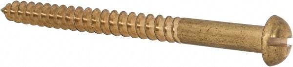 Value Collection - #14, 3" Length Under Head, Slotted Drive, Round Head Wood Screw - ASME B18.6.1, Brass - Benchmark Tooling