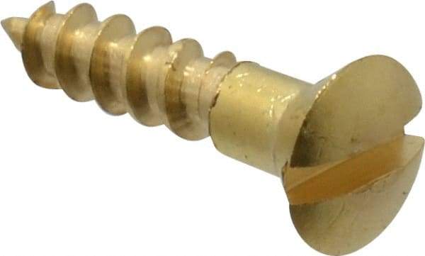 Value Collection - #4, 1/2" Length Under Head, Slotted Drive, Oval Head Wood Screw - ASME B18.6.1, Brass - Benchmark Tooling