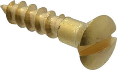 Value Collection - #4, 1/2" Length Under Head, Slotted Drive, Oval Head Wood Screw - ASME B18.6.1, Brass - Benchmark Tooling
