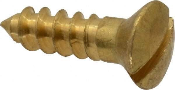 Value Collection - #6, 1/2" Length Under Head, Slotted Drive, Oval Head Wood Screw - ASME B18.6.1, Brass - Benchmark Tooling