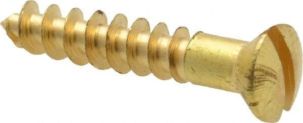 Value Collection - #8, 1" Length Under Head, Slotted Drive, Oval Head Wood Screw - ASME B18.6.1, Brass - Benchmark Tooling