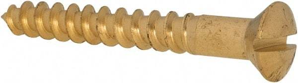 Value Collection - #10, 1-1/2" Length Under Head, Slotted Drive, Oval Head Wood Screw - ASME B18.6.1, Brass - Benchmark Tooling