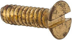 Value Collection - #4-40 UNC, 3/8" OAL Slotted Drive Machine Screw - Flat Head, Brass, Without Washer - Benchmark Tooling