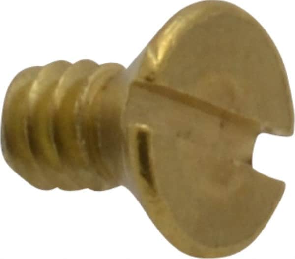 Value Collection - #6-32 UNC, 1/4" OAL Slotted Drive Machine Screw - Flat Head, Brass, Without Washer - Benchmark Tooling
