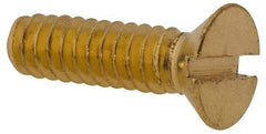 Value Collection - #6-32 UNC, 1/2" OAL Slotted Drive Machine Screw - Flat Head, Brass, Without Washer - Benchmark Tooling