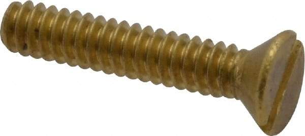 Value Collection - #6-32 UNC, 3/4" OAL Slotted Drive Machine Screw - Flat Head, Brass, Without Washer - Benchmark Tooling