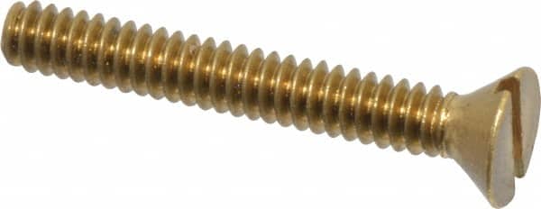 Value Collection - #6-32 UNC, 1" OAL Slotted Drive Machine Screw - Flat Head, Brass, Without Washer - Benchmark Tooling