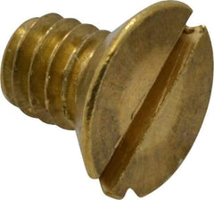 Value Collection - #8-32 UNC, 1/4" OAL Slotted Drive Machine Screw - Flat Head, Brass, Without Washer - Benchmark Tooling