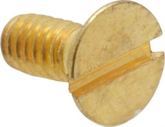 Value Collection - #8-32 UNC, 3/8" OAL Slotted Drive Machine Screw - Flat Head, Brass, Without Washer - Benchmark Tooling