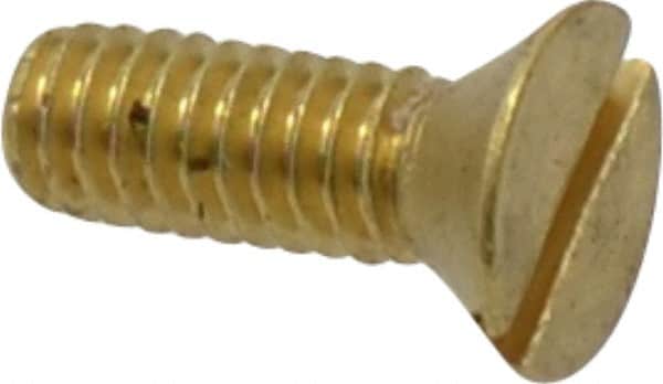 Value Collection - #8-32 UNC, 1/2" OAL Slotted Drive Machine Screw - Flat Head, Brass, Without Washer - Benchmark Tooling