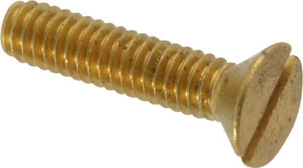 Value Collection - #8-32 UNC, 3/4" OAL Slotted Drive Machine Screw - Flat Head, Brass, Without Washer - Benchmark Tooling