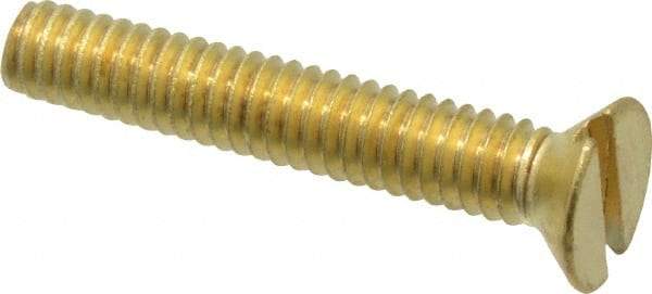 Value Collection - #8-32 UNC, 1" OAL Slotted Drive Machine Screw - Flat Head, Brass, Uncoated, Without Washer - Benchmark Tooling