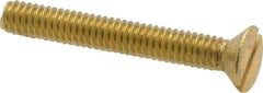 Value Collection - #8-32 UNC, 1-1/4" OAL Slotted Drive Machine Screw - Flat Head, Brass, Without Washer - Benchmark Tooling