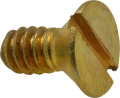 Value Collection - #10-24 UNC, 3/8" OAL Slotted Drive Machine Screw - Flat Head, Brass, Without Washer - Benchmark Tooling