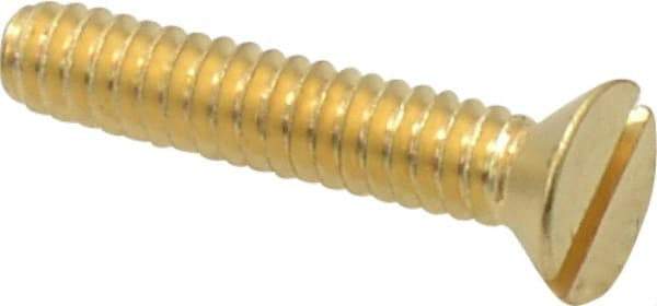 Value Collection - #10-24 UNC, 1" OAL Slotted Drive Machine Screw - Flat Head, Brass, Without Washer - Benchmark Tooling