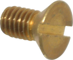Value Collection - #10-32 UNF, 3/8" OAL Slotted Drive Machine Screw - Flat Head, Brass, Without Washer - Benchmark Tooling