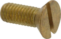 Value Collection - #10-32 UNF, 1/2" OAL Slotted Drive Machine Screw - Flat Head, Brass, Without Washer - Benchmark Tooling
