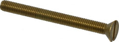 Value Collection - #10-32 UNF, 2" OAL Slotted Drive Machine Screw - Flat Head, Brass, Without Washer - Benchmark Tooling