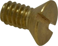 Value Collection - 1/4-20 UNC, 1/2" OAL Slotted Drive Machine Screw - Flat Head, Brass, Without Washer - Benchmark Tooling