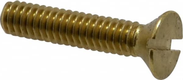 Value Collection - 1/4-20 UNC, 1-1/4" OAL Slotted Drive Machine Screw - Flat Head, Brass, Without Washer - Benchmark Tooling