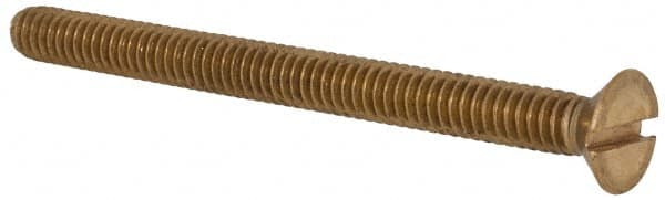 Value Collection - 1/4-20 UNC, 3" OAL Slotted Drive Machine Screw - Flat Head, Brass, Without Washer - Benchmark Tooling