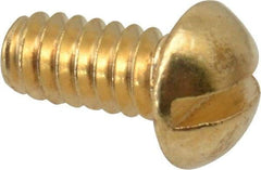 Value Collection - #4-40 UNC, 1/4" Length Under Head Slotted Drive Machine Screw - Round Head, Brass, Without Washer - Benchmark Tooling