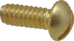 Value Collection - #6-32 UNC, 3/8" Length Under Head Slotted Drive Machine Screw - Round Head, Brass, Without Washer - Benchmark Tooling