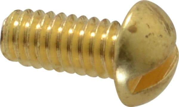 Value Collection - #8-32 UNC, 3/8" Length Under Head Slotted Drive Machine Screw - Round Head, Brass, Without Washer - Benchmark Tooling