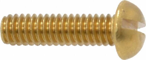 Value Collection - #8-32 UNC, 5/8" Length Under Head Slotted Drive Machine Screw - Round Head, Brass, Without Washer - Benchmark Tooling