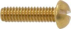 Value Collection - #8-32 UNC, 5/8" Length Under Head Slotted Drive Machine Screw - Round Head, Brass, Without Washer - Benchmark Tooling